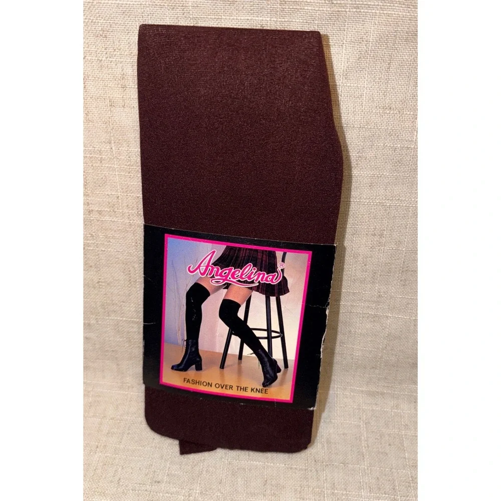 Angelina Burgundy Wine Fashion Over The Knee Stockings One Size B6752 Nylon